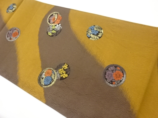 JAPANESE FUKURO OBI / WOVEN FLOWER & BUTTERFLY